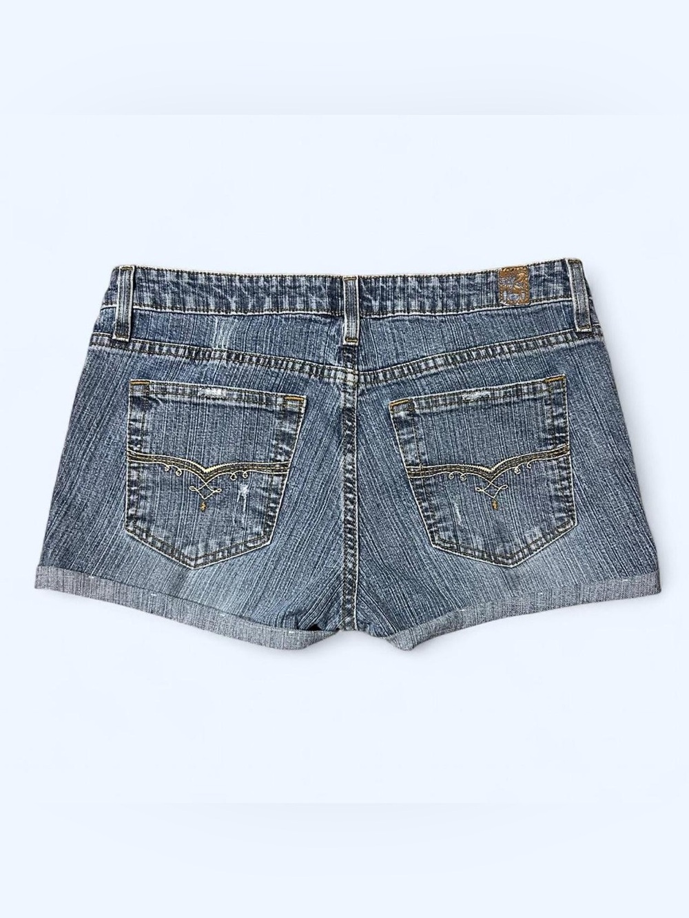 Y2K Grunge Denim Embroidered Shorts by L.E.I!